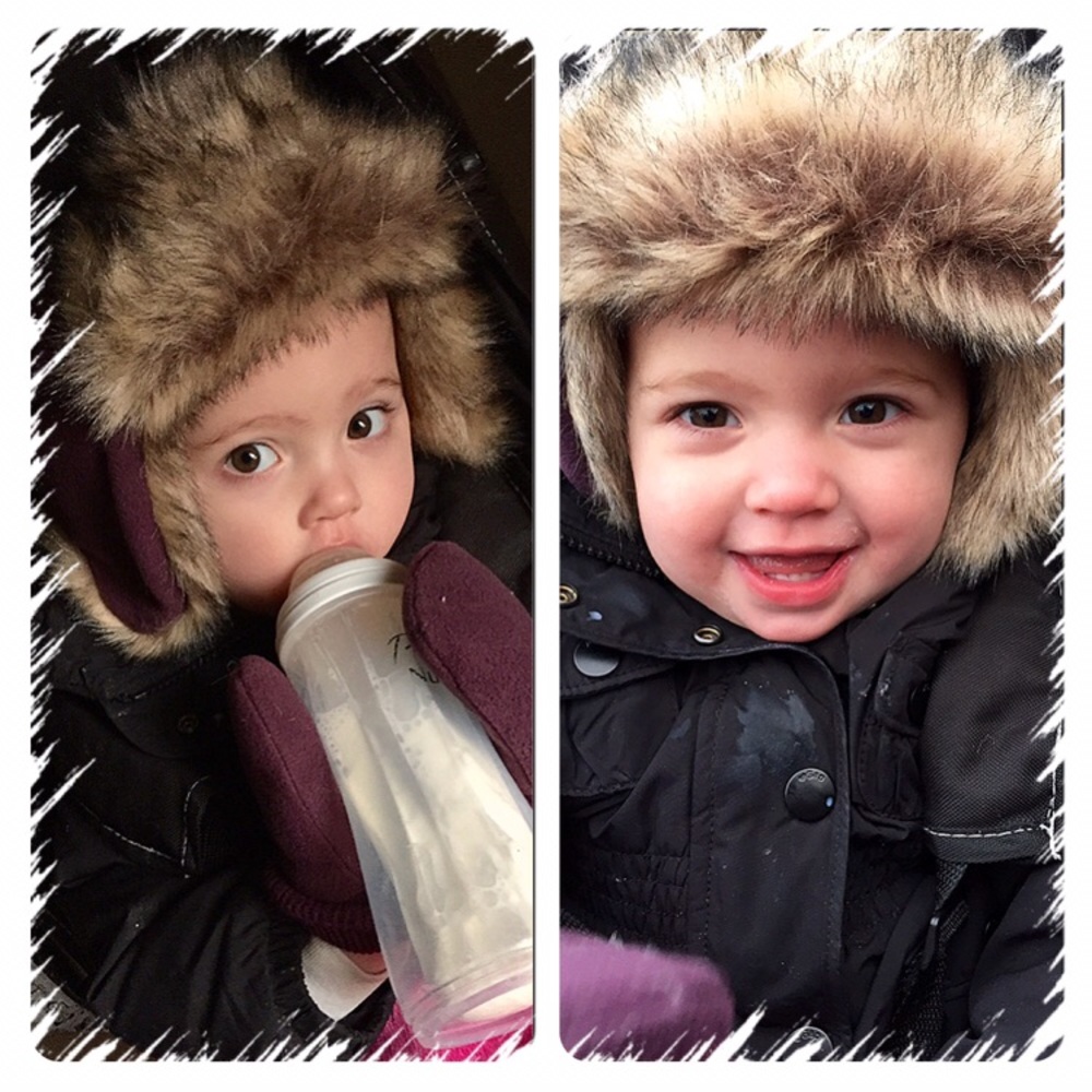 Gap hat purple with fur