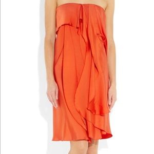 Bottega Veneta Orange Red Silk dress Sz 38