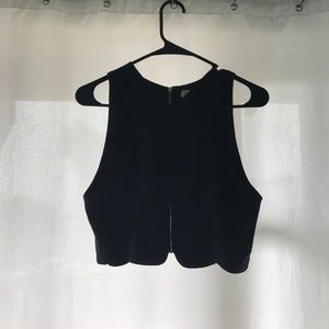 Black crop top zip up back