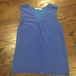 Beautiful blue silky sleeveless top