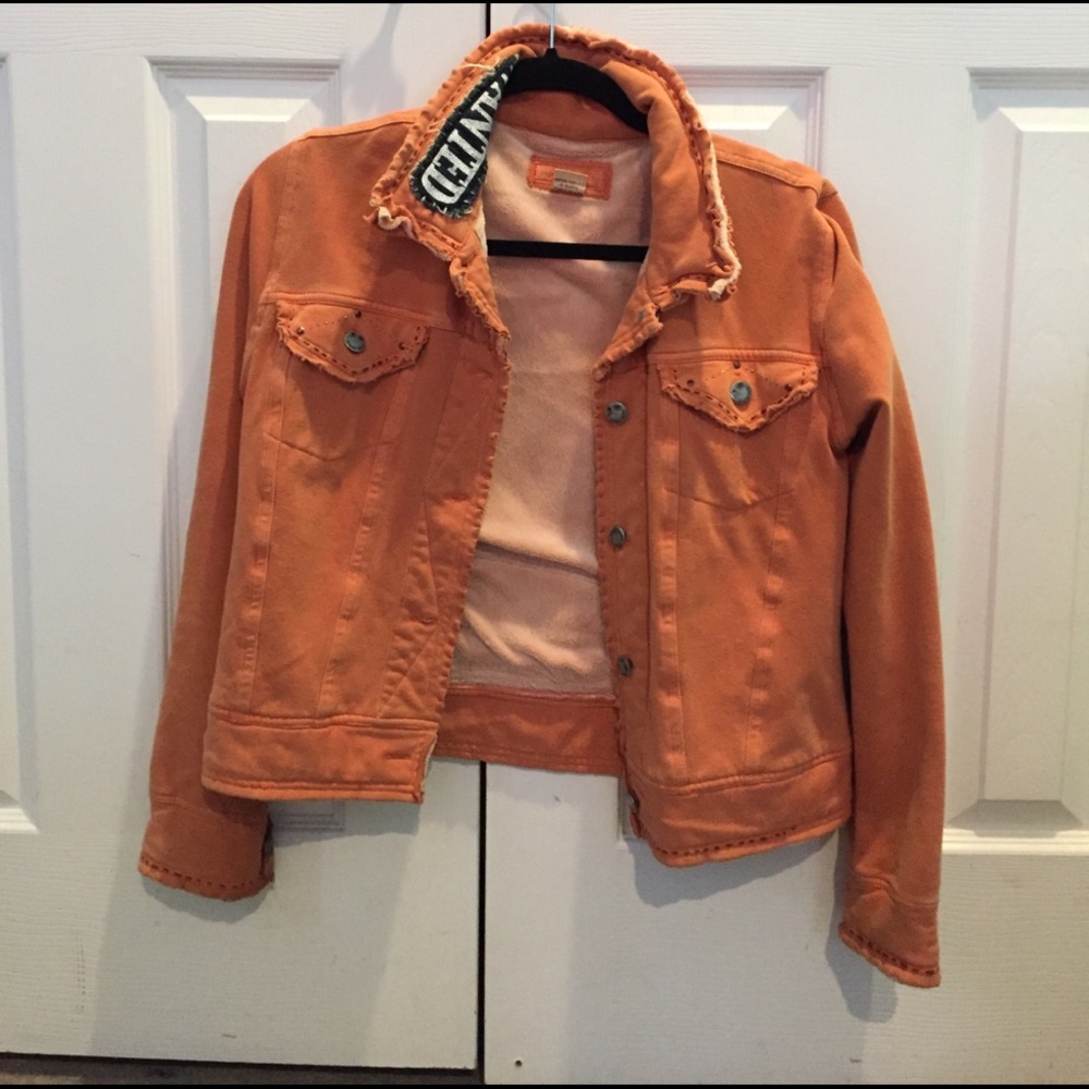 Orange jacket with warm inner lining