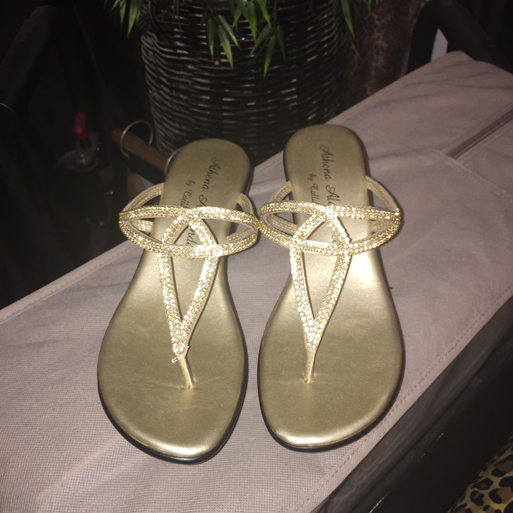 Gold wedge shoes
