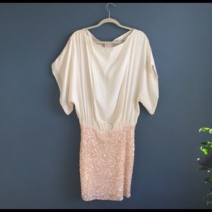 Parker Batwing Rose Sequin Dress