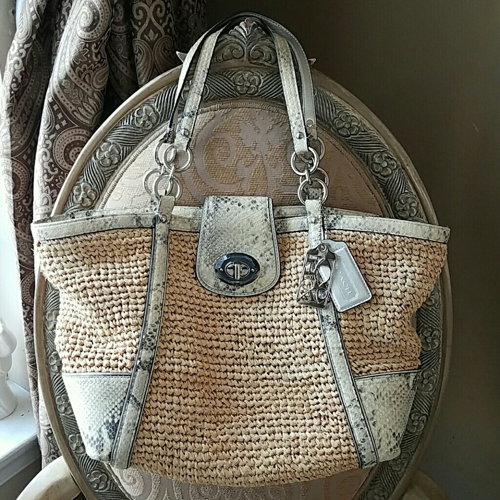 COACH Straw Python Tote- preowned