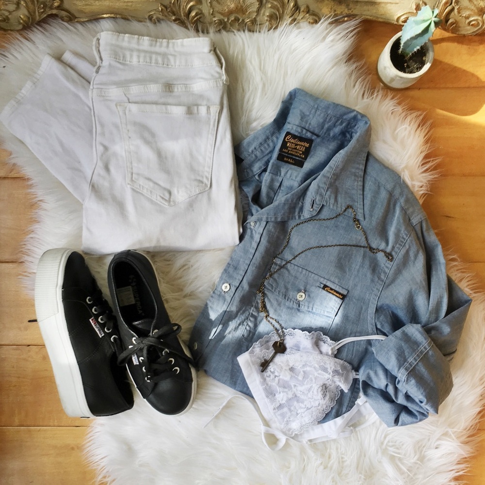 CIVILIANAIRE "cotton chambray button down"