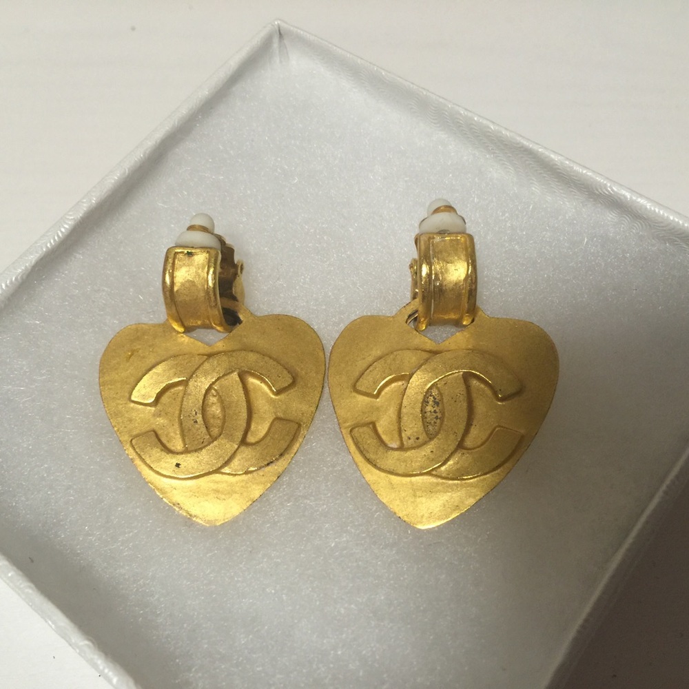 Authentic Chanel Heart Earrings