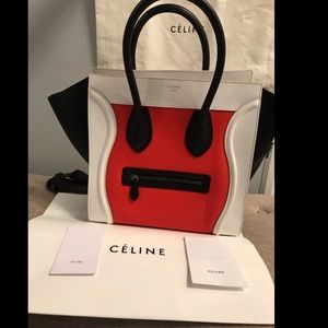 Celine Mini Tri Color Red White Black Luggage