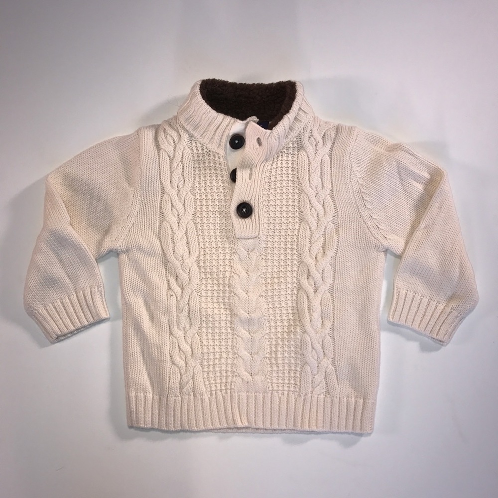 Cream 100 % Cotton 2t Toddler Boy Sweater NWOT