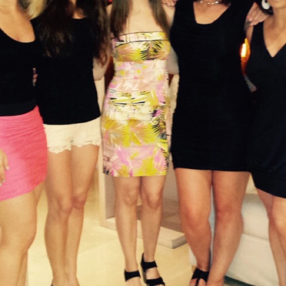 H&M fun multicolored strapless dress