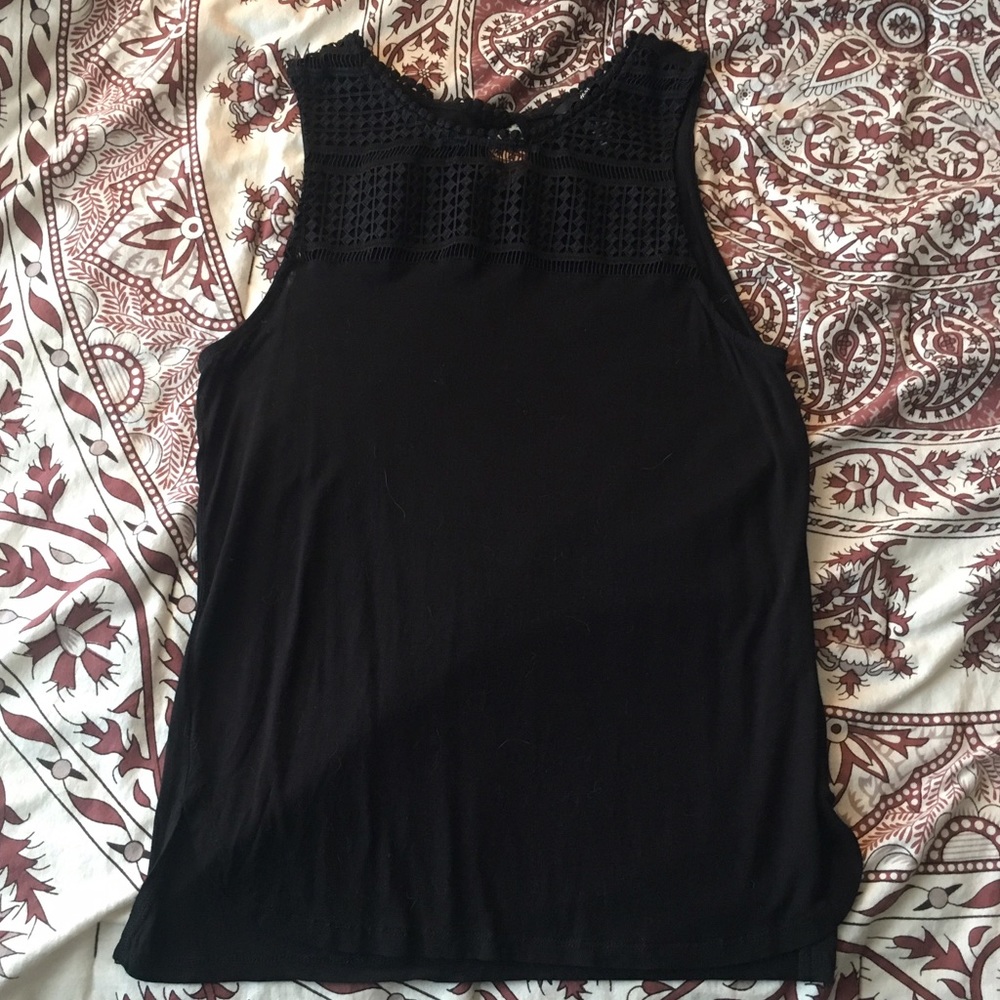 Black embroidered tank top