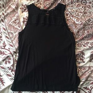 Black embroidered tank top