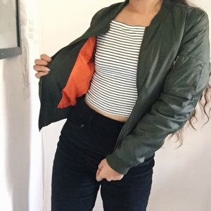 dark green bomber jacket