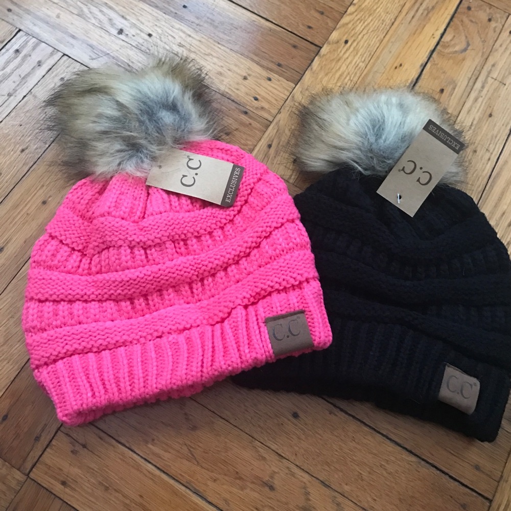 2x C.C hats with Pom - Picture 1 of 1