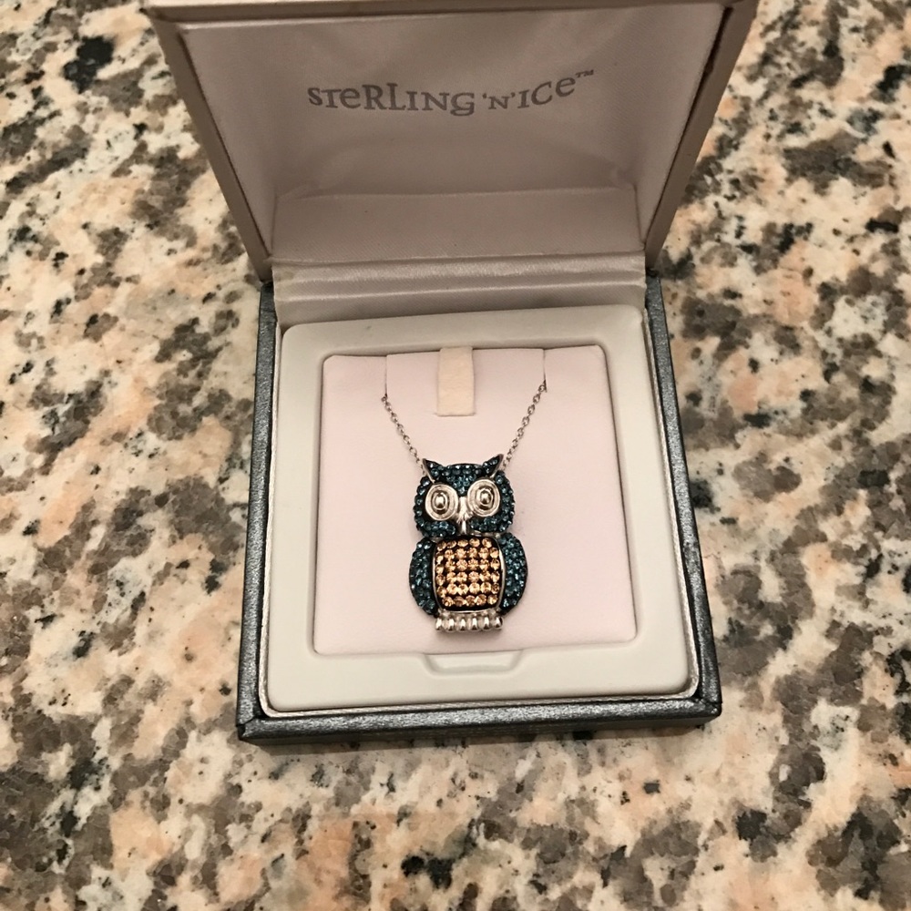 Sterling Silver and Swarovski Crystal Owl Necklace