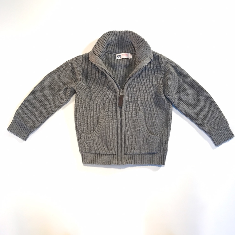 2t Gray H&M Cotton Toddler Boy Zip Sweater NWOT