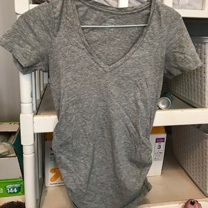 Gray V-Neck Maternity Tee