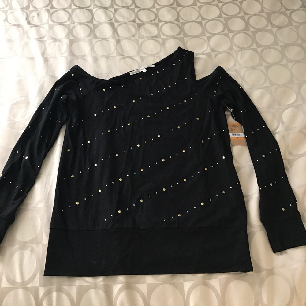 Rachel Roy gold studded cold shoulder top