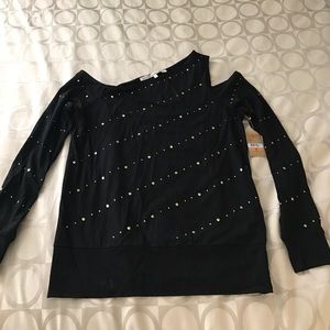 Rachel Roy gold studded cold shoulder top
