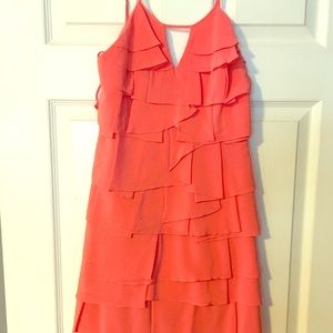 BCBGMAXAZRIA coral scalloped layer dress size 0