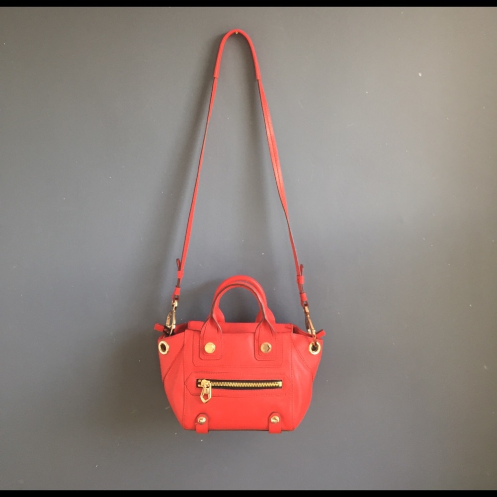 Red leather cross body satchel