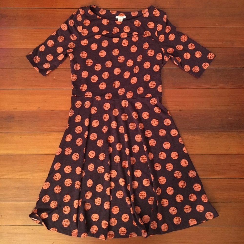 Deep plum and pink polka dot skater dress