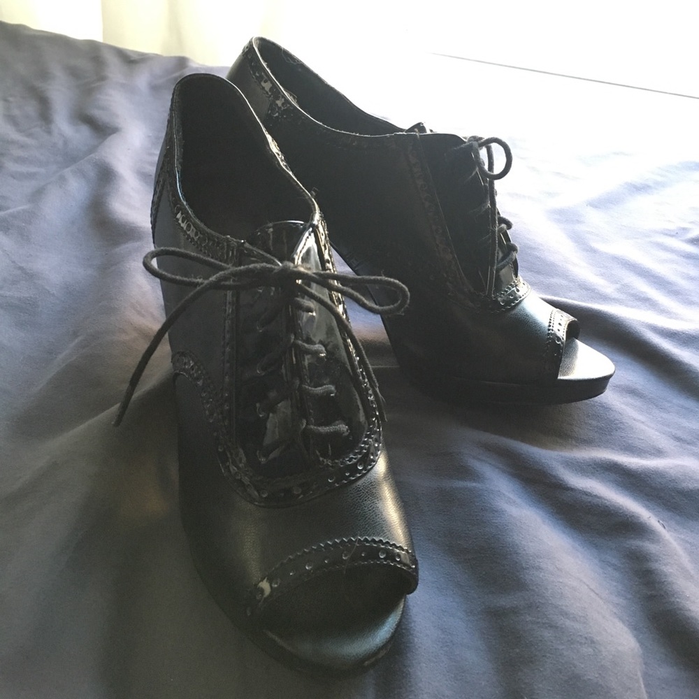 Black Peep Toe Ankle Boots