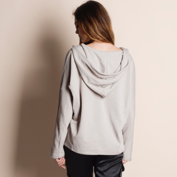 Tan Lace Up Hoodie Sweater - Picture 4 of 5