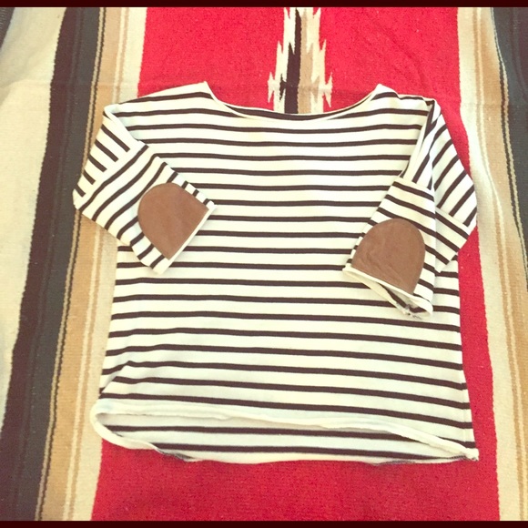 Zara Tops - Zara stripe tee with elbow patches Sz Large