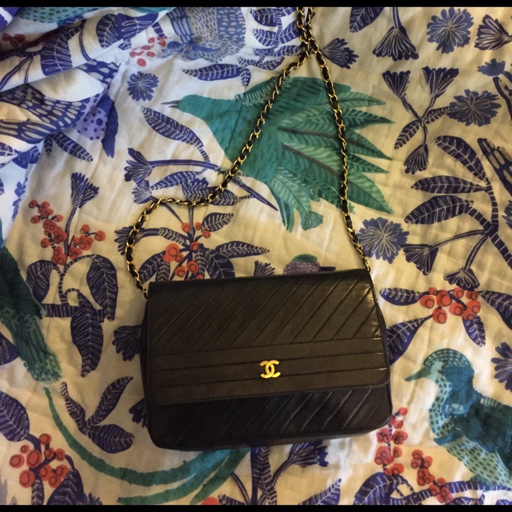 Chanel Diagonal Quilted Lambskin Vintage Flap Bag