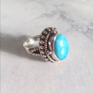 Oval Kingman Turquoise Silver Ring