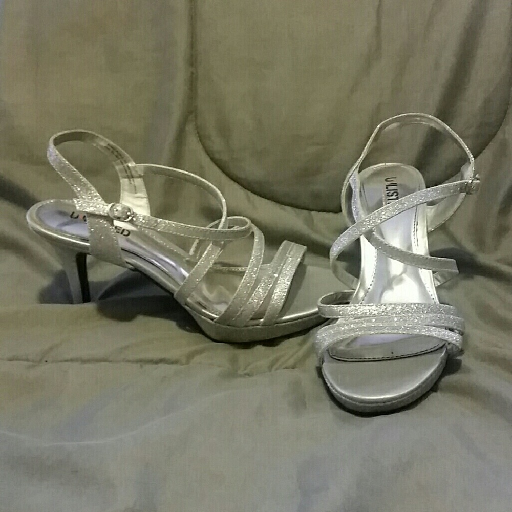 silver strappy high heels
