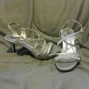 silver strappy high heels