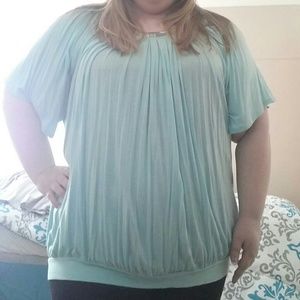 Avenue mint blue/green sequins collar blouse