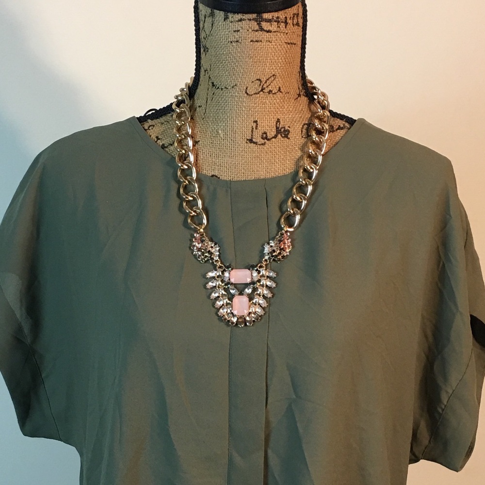 Gold, chunky chain & Jeweled Statement necklace
