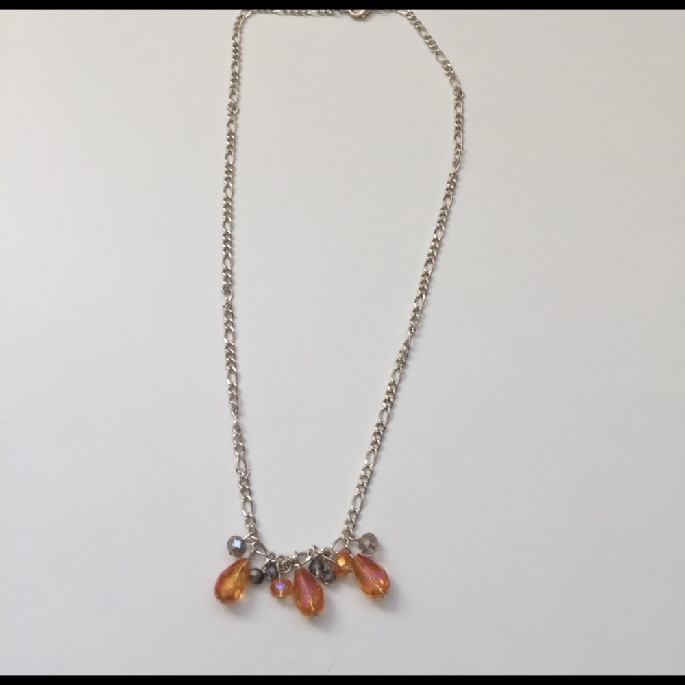 Orange and grey headed necklace