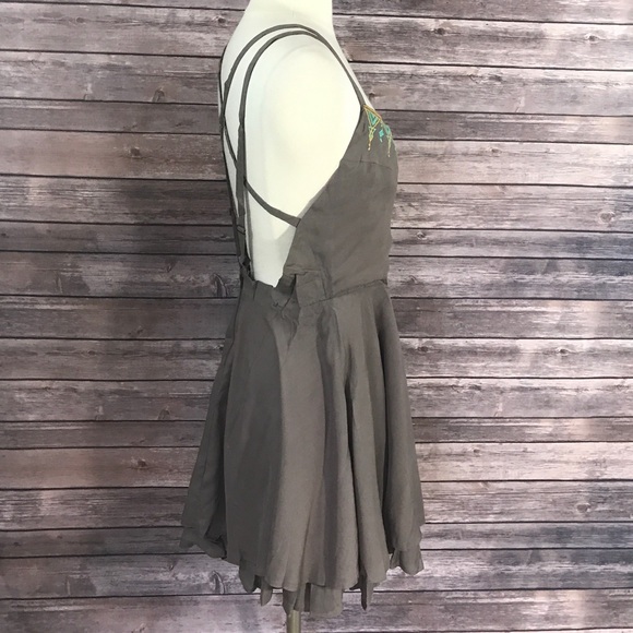 Umgee Sun Dress Cross Back Embroidered Mocha Boho - Picture 5 of 8