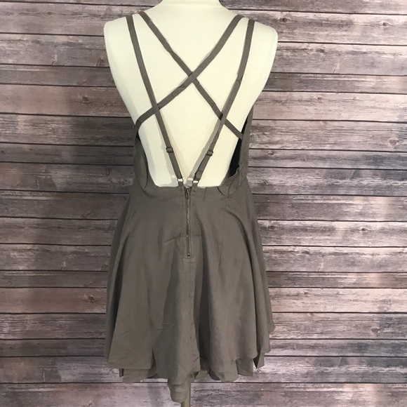 Umgee Sun Dress Cross Back Embroidered Mocha Boho - Picture 6 of 8