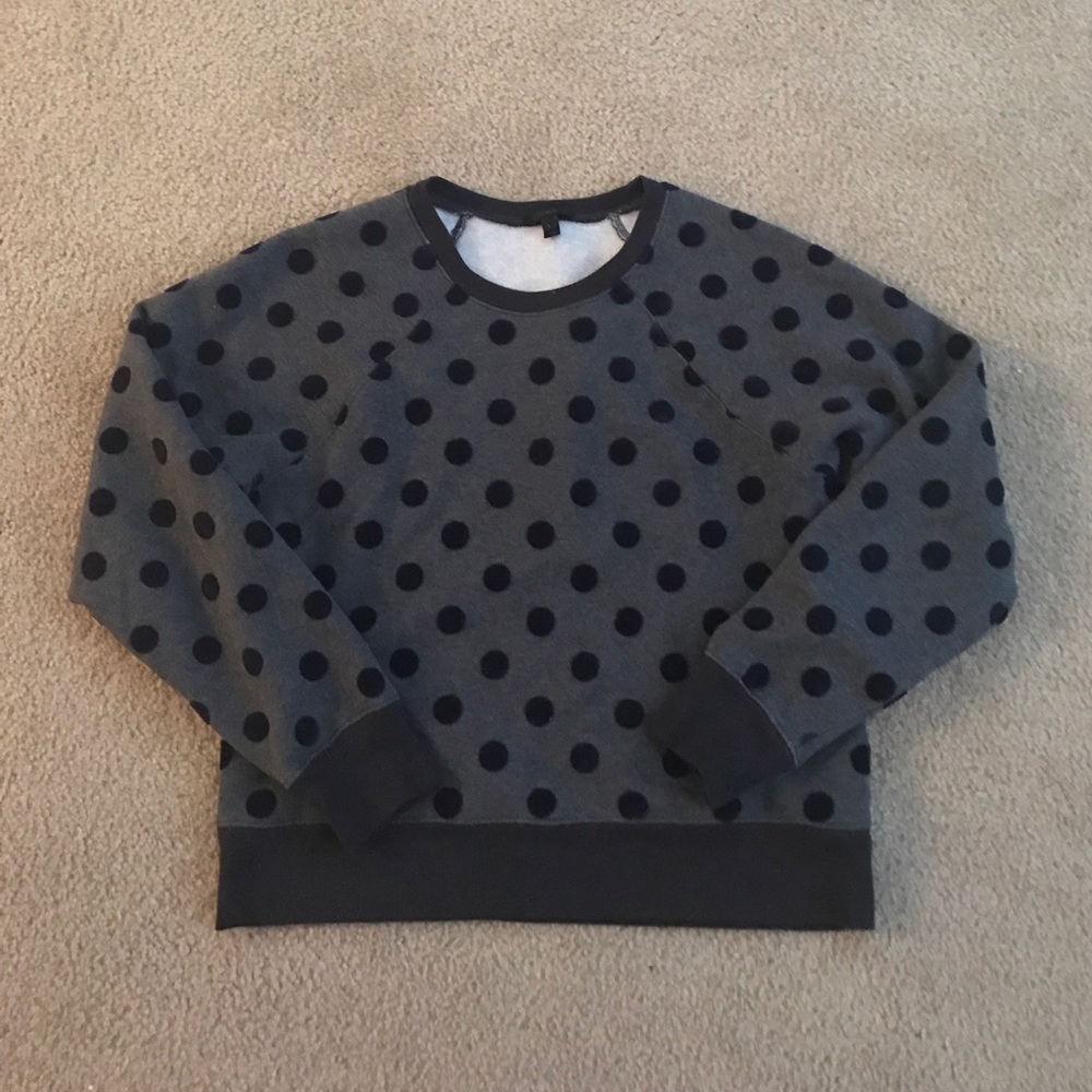 J. Crew Textured polka dot Raglan Sweatshirt sz L