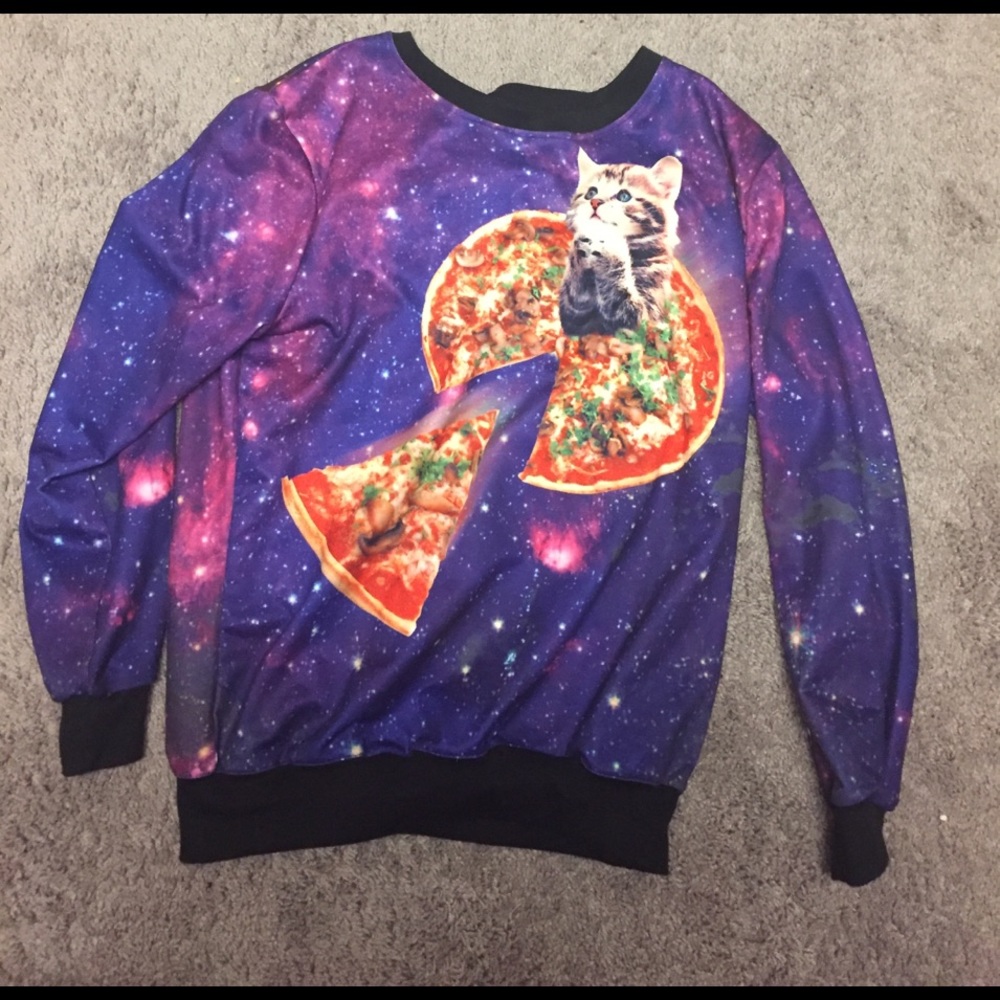 Fun Pizza Cat Galaxy Sweatshirt