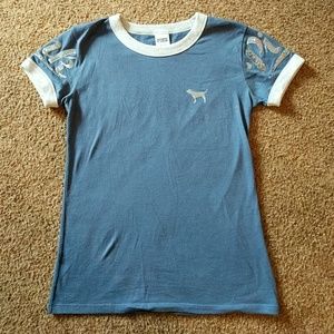 Blue, Pink ringer tee. NWOT