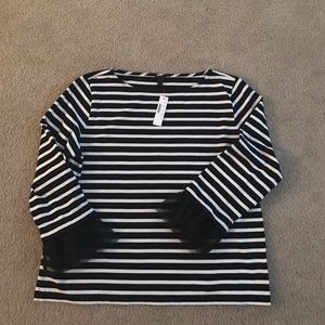 J. Crew Tulle Cuffed striped long sleeve shirt