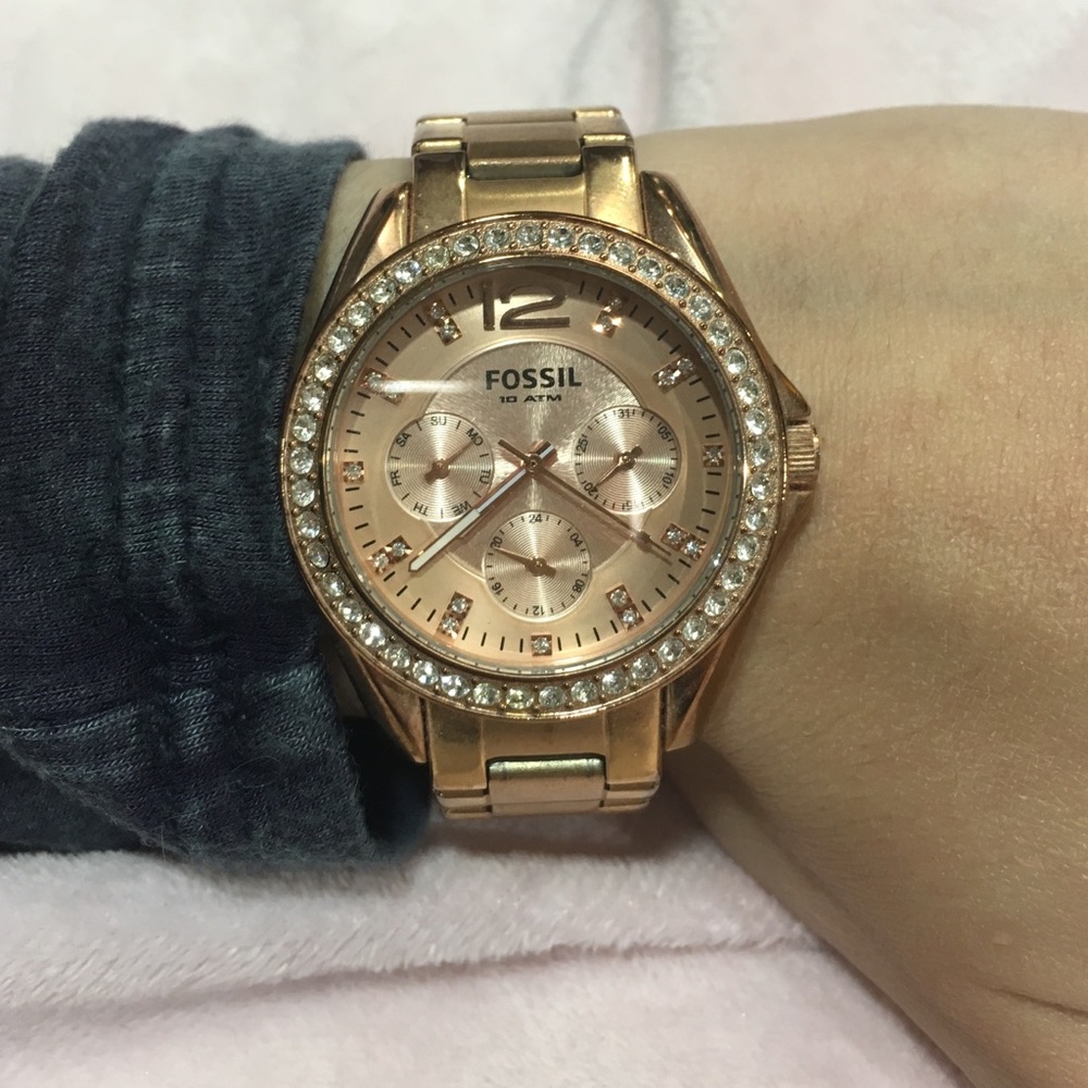 Women's Rose Gold Fossil Chronograph Watch