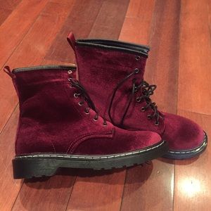 Velvet Combat Boots