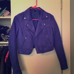 Cropped moto jacket periwinkle