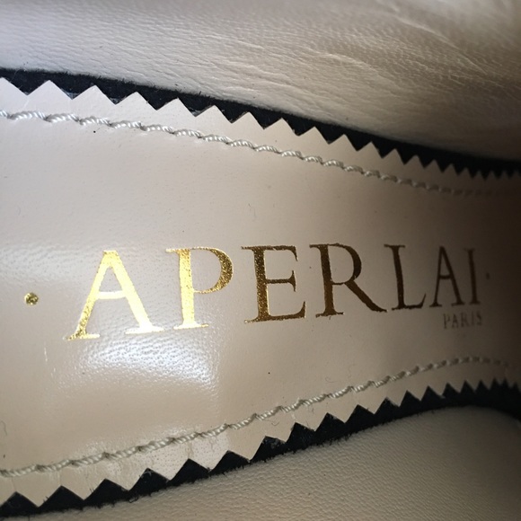 [50] APERLAI Suede Black Booties w Gold Studs - Picture 4 of 4