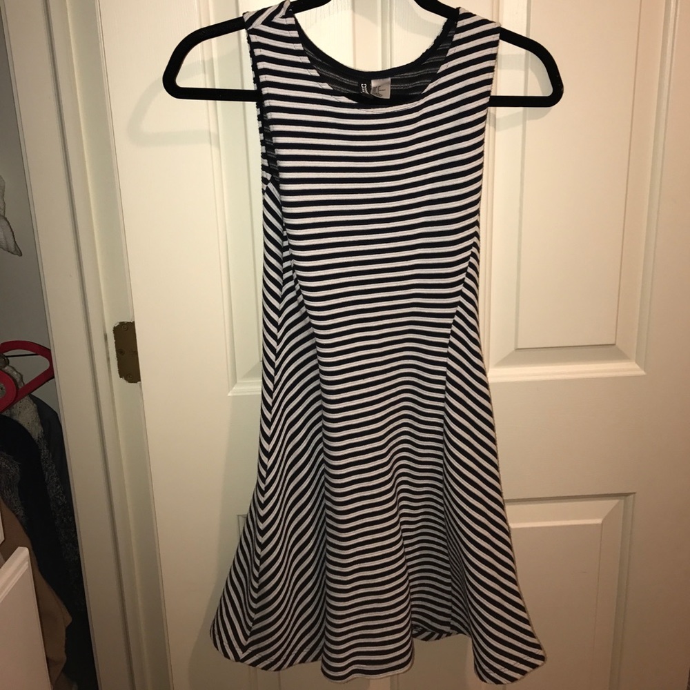 Navy and white striped dress