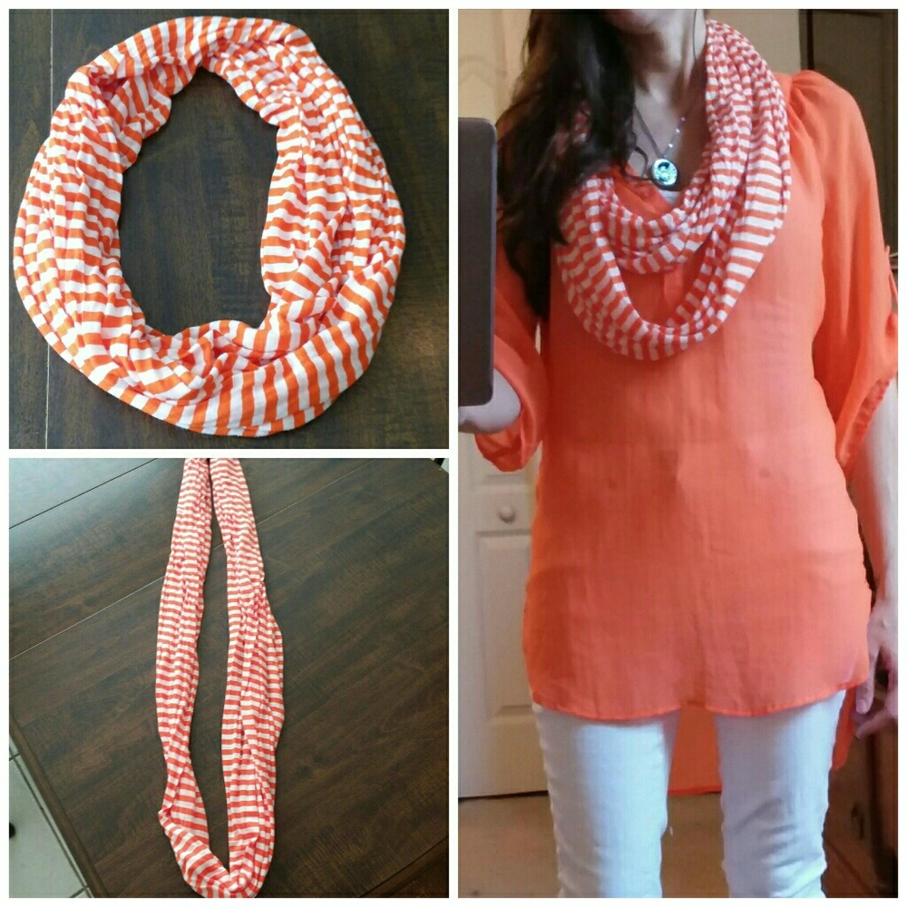 Orange amd white striped scarf