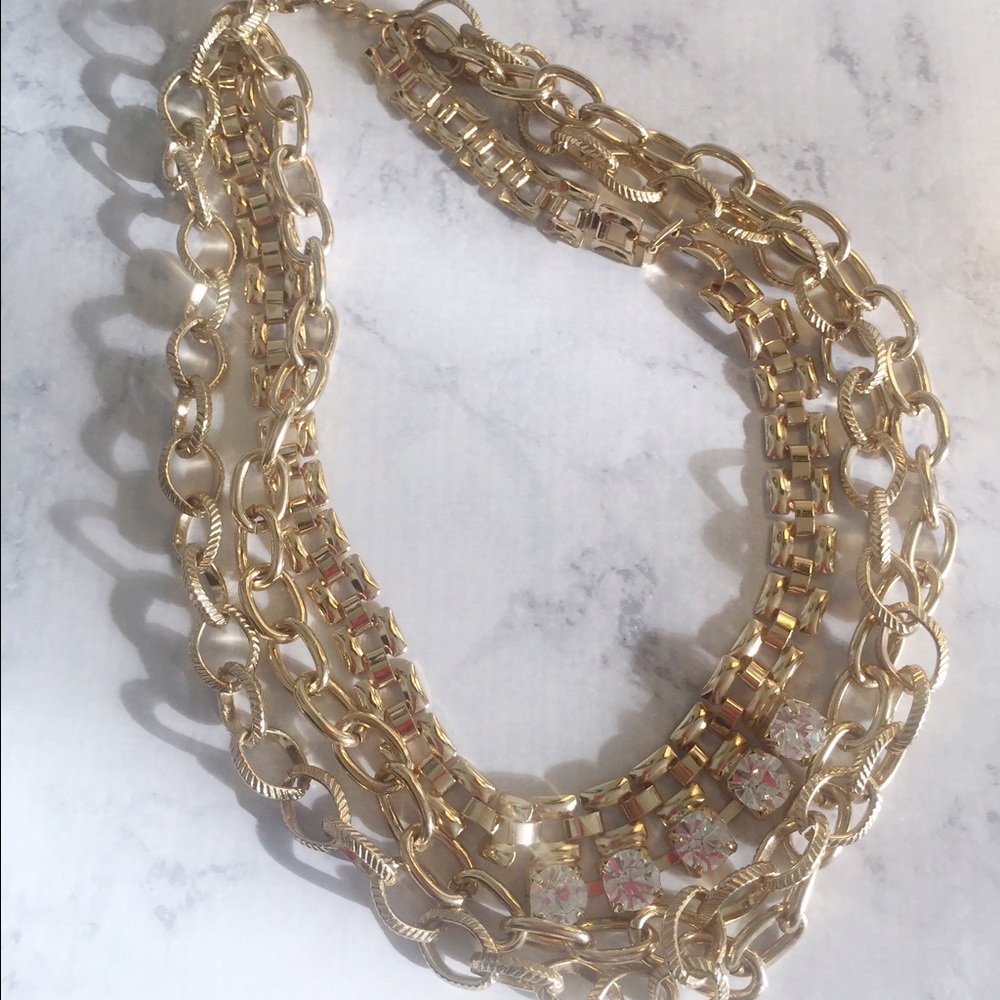 Gold and Faux Diamond costume necklace