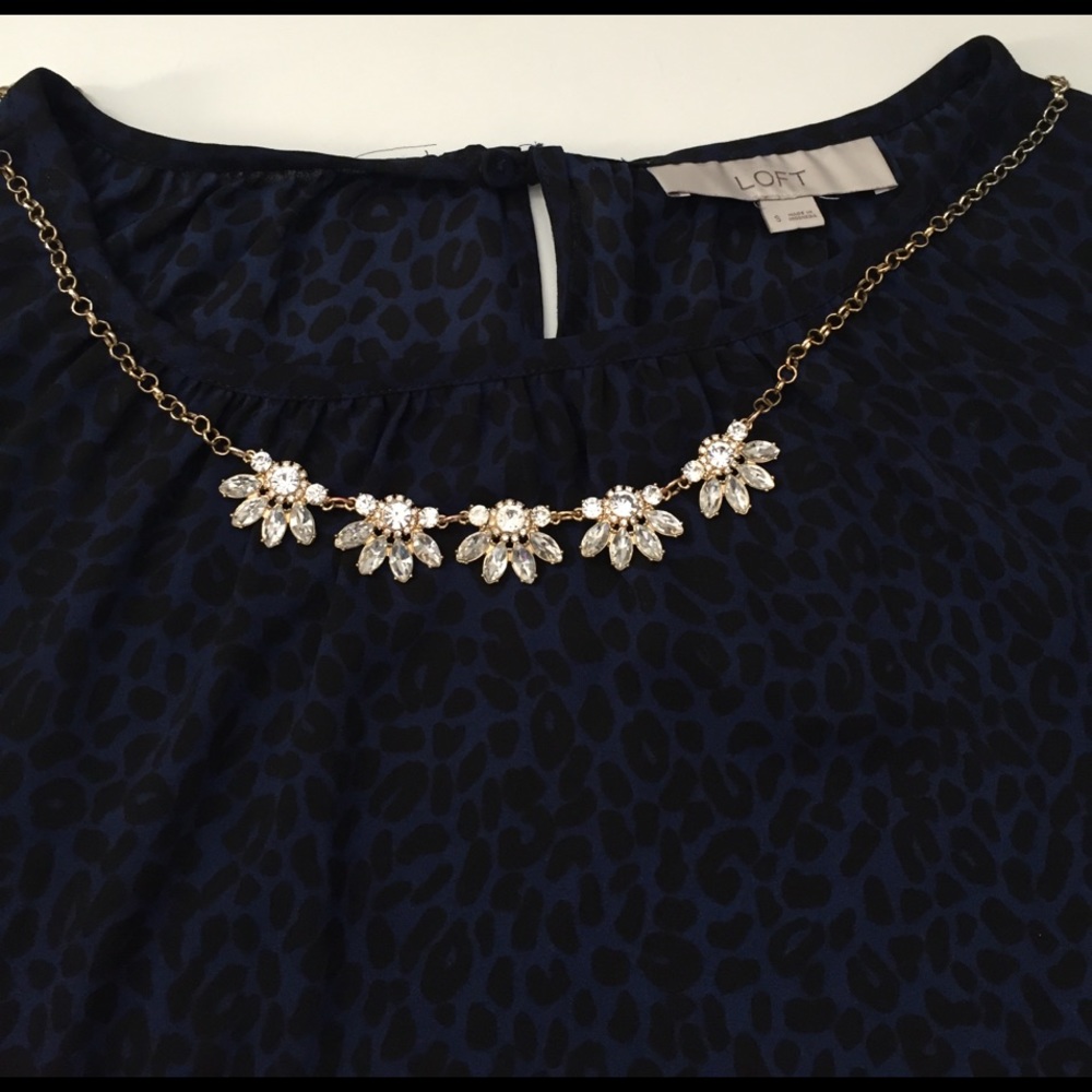 Black and navy leopard long sleeve blouse