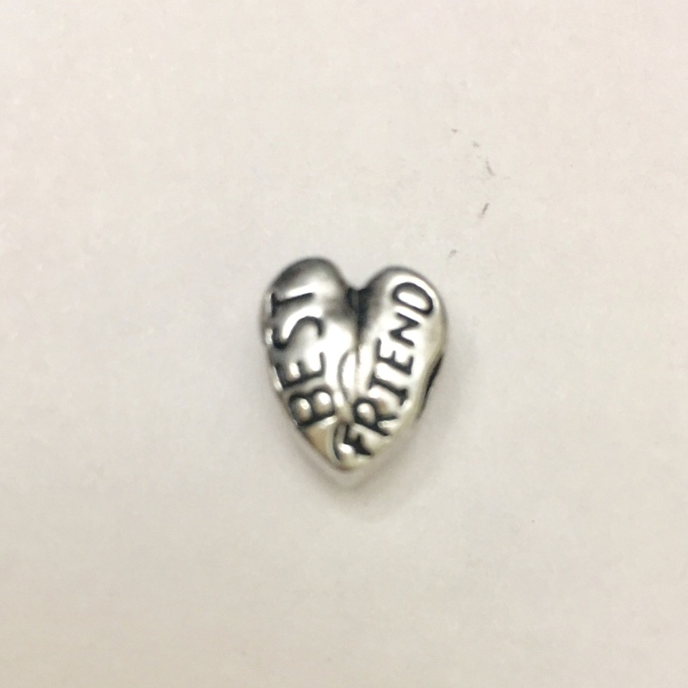 BEST FRIEND SILVER P HEART CHARM FITS PANDORA